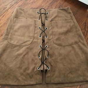Brown suede skirt